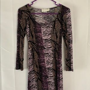 Safari print long sleeve tee dress